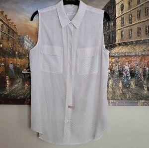 Equipment Sleeveless Blouse in Polka Dot Print